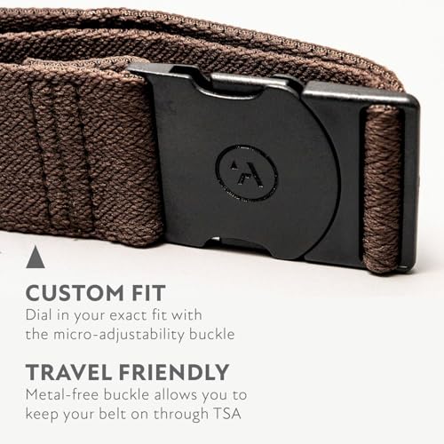 Arcade The Original Unisex Adventure Belt, Heavy Duty Elastic Webbing, Non-Metal Travel Friendly Buckle - color: Medium Brown