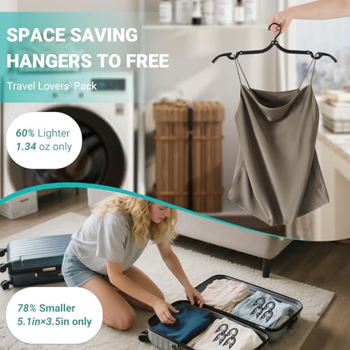 10 Pcs Travel Hangers, 2026 Cruise Ship Essentials, Foldable Plastic Hangers for Suitcase, Portable Travel Must Haves for RV Camping Hotel Europe Vacation (Black)