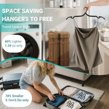 10 Pcs Travel Hangers, 2026 Cruise Ship Essentials, Foldable Plastic Hangers for Suitcase, Portable Travel Must Haves for RV Camping Hotel Europe Vacation (Black)