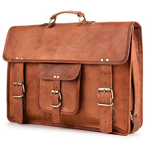 BERLINER BAGS Vintage Genuine Leather Messenger Bag Berlin XXL, Laptop Bag, Work Bag, Briefcase for Men and Women - Brown - color: Brown Xxl