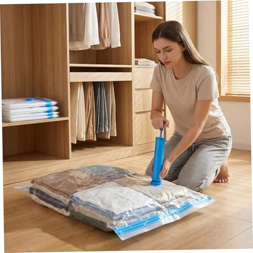 12Pcs Vacuum Travel Bags with Pump, Space Saver Bags for Clothes, Bedding & Travel, 4 Medium/Large/Extra Large Compression Bag Space Saver