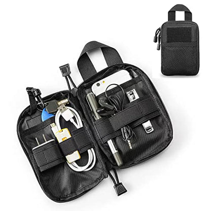 Tactical EDC Pocket Organizer Pouch, Mini Small Tool Storage Pouch Bag Portable Nylon Molle Compatible Military Utility Pouch for Electronic Accessories, Aid Kits, Multitools, Tactical Accessories
