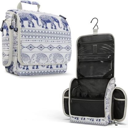 VENTURE 4TH Hanging Travel Toiletry Bag for Women & Men – Large Toiletry Organizer with 17 Compartments, Removable TSA Pouch, Travel Wash Bag for Toiletries, Makeup & Shaving Kit (Blue Elephant) - color: Blue Elephant