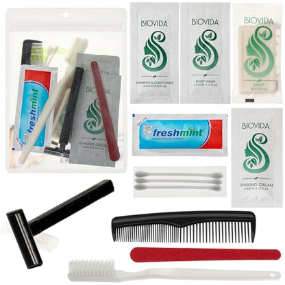 Moda West 24 Hygiene Kits - Bulk Case of Wholesale Basic Toiletry Kits for Men, Women, Travel, Charity 12 Pc Kit