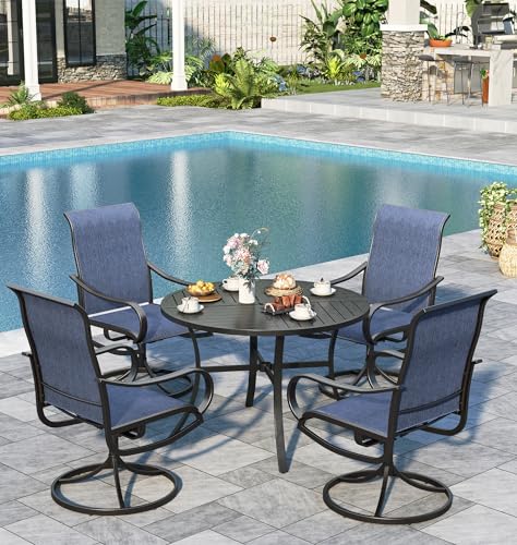 Sophia & William Outdoor Dining Set Patio Dining Set for 4 Round Patio Table and Chairs Set 5 Pieces with Swivel Patio Chairs 42" Metal Table for Garden Pool All Weather Blue - color: Blue, size: 42" Round