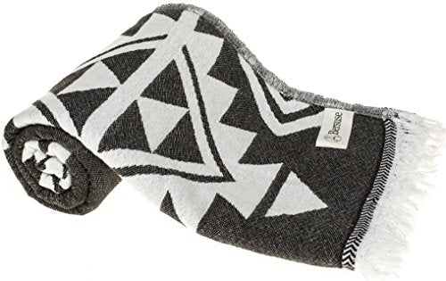 Bersuse 100% Cotton Yucatan Turkish Towel - 39x71 Inches, Black - color: Black