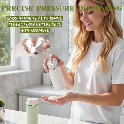 4 in 1 Travel Dispenser Bottles, 4 Pack 30ML/1 oz Refillable Toiletry Containers With Labels, Squeezable Shampoo Lotion Conditioner Cream Bottles, Leak Resistant Set (Green) - color: Green