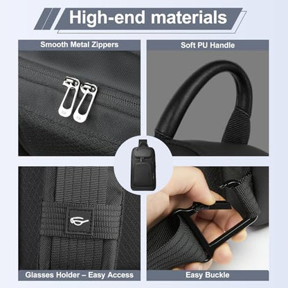 hk Sling Bag for Man, Waterproof Utility Crossbody Bag with Anti-theft Pocket for Men - color: Black