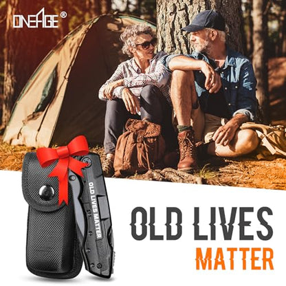 Old Lives Matter Multitool Knife - Funny Retirement Gifts for Men 2024 - Gag Birthday Gift for Dad,Grandpa,Old Man,Coworkers,Friend,Teacher,Best Retirement Gifts,Stocking Stuffers for Men - style: OLD LIVES MATTER