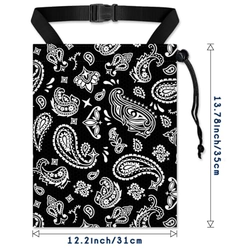 Car Trash Bag Hanging Back of Seat with Adjustable Snap Buckle Strap Cute Printed Drawstring Garbage Bags for Car-Paisley Floral Black - color: Paisley Floral Black Car Trash Bag