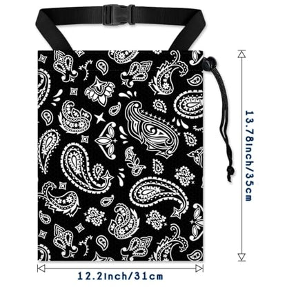 Car Trash Bag Hanging Back of Seat with Adjustable Snap Buckle Strap Cute Printed Drawstring Garbage Bags for Car-Paisley Floral Black - color: Paisley Floral Black Car Trash Bag