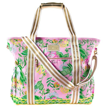 Lilly Pulitzer Beach and Picnic Cooler, Insulated Bag with Adjustable Shoulder Strap and Zipper, Soft Cooler - color: Tropical Oasis