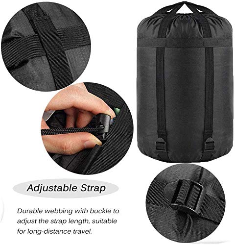 Compression Stuff Sack, 12L/24L/45L Sleeping Bag Cover Sack Sleeping Bags Storage Stuff Sack Organizer - Great Sleeping Bags Clothes Camping Hiking Backpacking - color: Black 12L-1 Pack