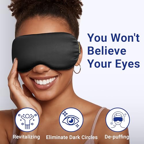 Cooling Eye Mask for Dark Circles Puffiness - Fsa Eligible Items Hsa, Cold Compress for Puffy Eyes Migraines Headache Sleeping After Surgery, Gentle Weighted Travel Essentials Gel Ice Pack (Black) - color: Black