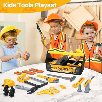 Zealous Kids Tool Set for Boys,Toddler Tool Set with Kids Tool Box & Electronic Toy Drill,Construction Pretend Play Tools for Kids,Toys for 3 4 5 Year Old Boys,Toddler Boy Toys - style: F-Play Tool Set