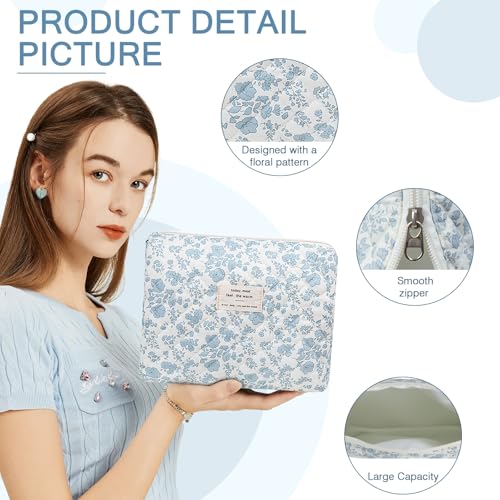 Gosect 2PC Makeup Bag Set, Cute Cosmetic Bag for Women Girls, Floral Coquette Aesthetic Toiletry Bag, Travel Make Up Organizer Bag (Cat Print) - color: Cat Print