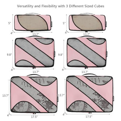 BAGAIL 6 Set Packing Cubes,Travel Luggage Packing Organizers - color: The Bright Pink, style: 6 Set
