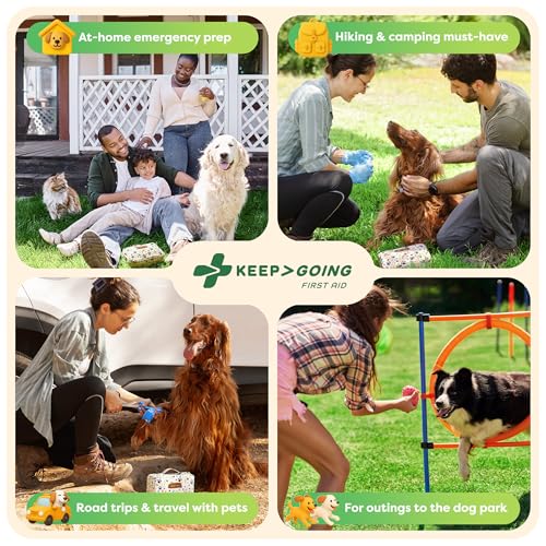 KeepGoing Dog First Aid Kit – Pet Emergency Kit for Dogs & Cats – Dog Travel Accessories for Car, Camping and Hiking