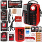 Survival First Aid Kit with Israeli Bandage, Chest Seal, Tourniquet, Splint, Tactical Military Combat Molle IFAK for Wound Care, Bleeding Control, Trauma Hemorrhage and More (Red) - color: Red