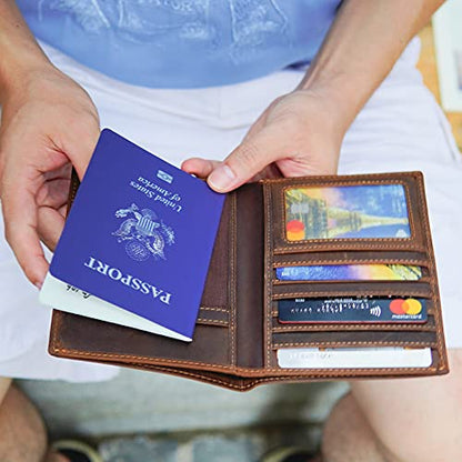 Polare Luxury RFID Blocking Leather Passport Holder Travel Wallet For Men and Women (Dark Brown) - color: Dark Brown