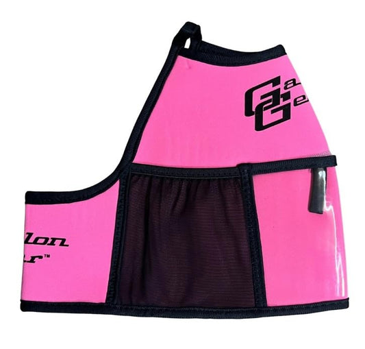 Half-Gallon Fitness Hydration Cover | Neoprene Insulated Cooling & Portable Gym Water Bottle Carrier | CASE with Storage Pockets - color: Hot Pink
