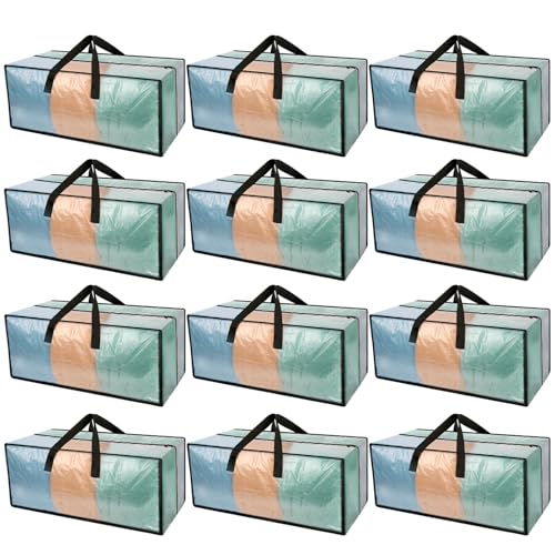 12 Pack Heavy Duty CLear Moving Bags, Large CLear Storage Bags for College Dorm Room Essentials, Alternative to Moving Boxes, Compatible with IKEA Frakta Cart - color: Clear, size: 12 PACK