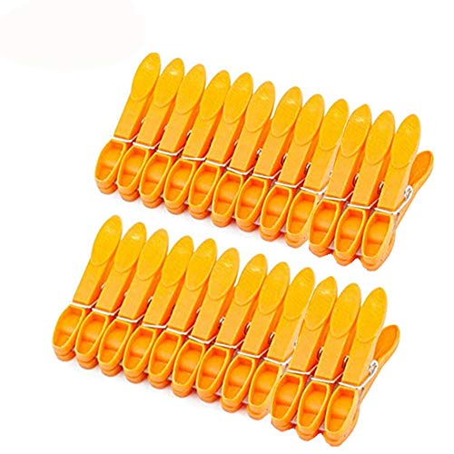 Strong Hanger Clips Wide Open Clothes Pegs Large Clothing Line Clothespin for Laundry Outdoor Kitchen 24 Pack Orange - color: Orange
