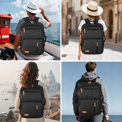 MOSISO 40L Travel Backpack for Women&Men, Flight Approved Carry on Daypack with USB Charging Port&3 Packing Cubes, 17-17.3 inch Expandable Suitcase Laptop Backpack for Office Work Travel, Black