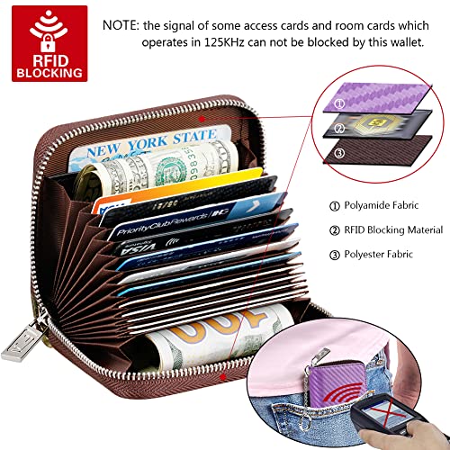 FurArt Zipper Wallet Women, RFID Blocking Credit Card Wallet, Business Card Holder, Compact Size KeyChain Wallet - color: Carbon Fiber Purple