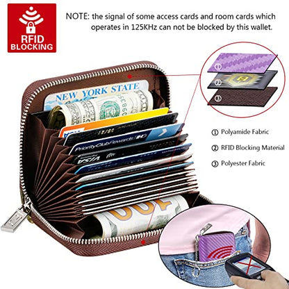 FurArt Zipper Wallet Women, RFID Blocking Credit Card Wallet, Business Card Holder, Compact Size KeyChain Wallet - color: Carbon Fiber Purple