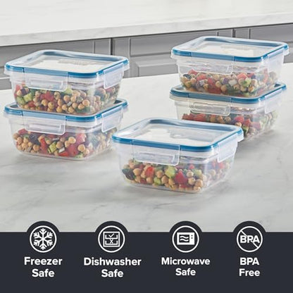 Snapware Plastic Total Solutions (5-Pack, 5.5 Cup) Food Storage Containers Set, Airtight & Leakproof Plastic Locking BPA-Free Lids Tupperware, Freezer Dishwasher Microwave Safe - size: 5 Pack, style: 5.5 Cup