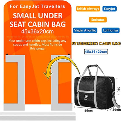 Bago Personal Item Travel Bag For Airlines - Fits As 18x14x8 inches Travel Bag Spirit & Frontier Airlines - Foldable Duffle Bag For Travel - Personal Item Bag Small Carry On Bag For Air Travel - color: Black