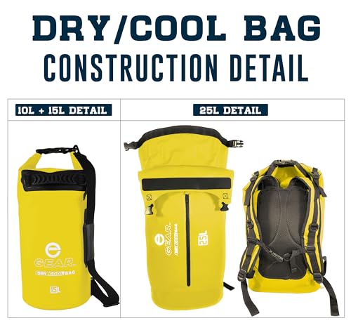 Enthusiast Gear Insulated Dry Bag Floating Cooler – 10L / 15L / 25L Roll Top, Leak Proof, Waterproof, Collapsible, with Padded Shoulder Strap - Perfect for Kayaking Fishing Beach - color: Yellow, size: 10 Liter