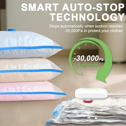 15 Pack Vacuum Seal Bags for Clothing Travel with -60000Pa USB Pump, Save 80% of Space for Clothes (15 Combo) - size: 15 Combo