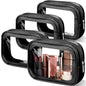Abbylike 4 Pcs Clear Makeup Bag PU Leather Tsa Approved Toiletry Bag with Zipper Transparent Waterproof Portable Cosmetic Bags Travel Car Clear Organizer Bags for Gifts Women Girl Mother's Day, Black - color: Black
