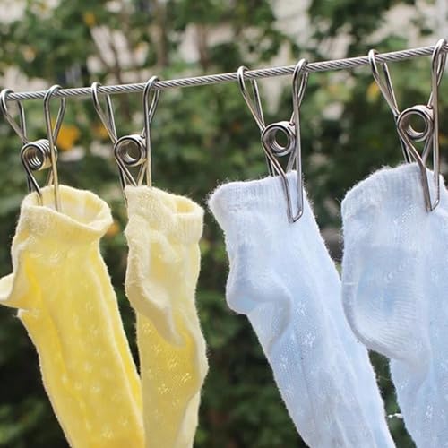50 Pack Clothes Pins for Hanging Clothes, Stainless Steel ClothesPins Heavy Duty Outdoor Wire Clothes Pins Large Laundry Pins Metal Clips, 2.36inch/6cm