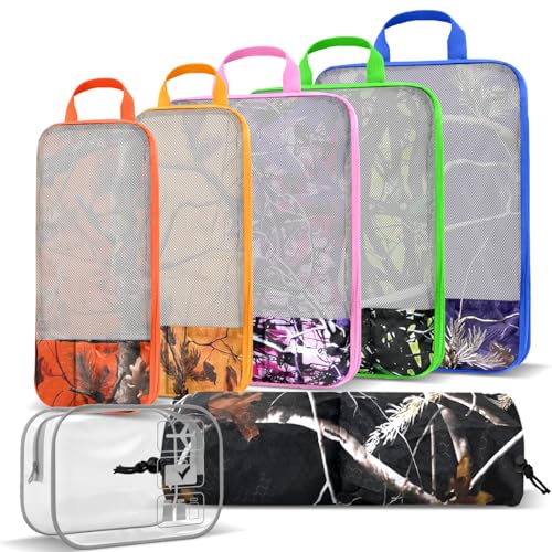 Maple Tree Compression Packing Cubes Set (7 Piece) - Toiletry Kit Water-Resistant Travel Organizer System with Mesh Panels for Vacation Essentials - color: Black-2