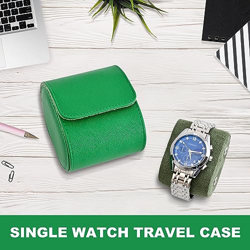 ROSELLE Watch Case for Men and Women with Suede Lining - Watch Roll Travel Case - Storage Organizer and Display (Green Cross-1 Slot) - color: Green-1