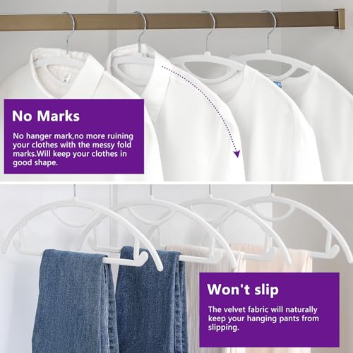 MIZGI Premium Velvet Hangers 50-Pack,No Shoulder Bump Hangers W/Tie Bar Ultra Thin Space Saving Non Slip Hanger Heavy Duty Felt Rounded Clothes Hanger for Sweaters,Coat,Jackets,Pants,Shirts - color: White, size: 50 Pack