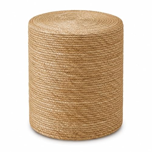 Wimarsbon Natural Seagrass Foot Stool, Hand Weaving Round Ottoman, for Living Room, Outdoor Seat (Natural) - color: 14inch Natural Cattail