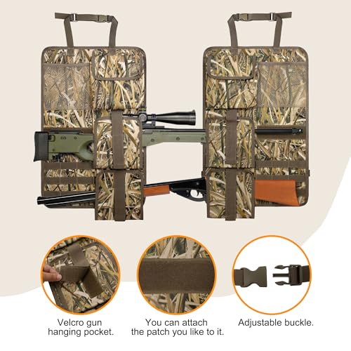 MYDAYS 2 Pack Tactical Seat Back Gun Rack, Camo Front Seat Organizer with MOLLE Panel Vehicle Gun Holder, Hunting Rifle/Shotgun (Camo1) - color: Camo1