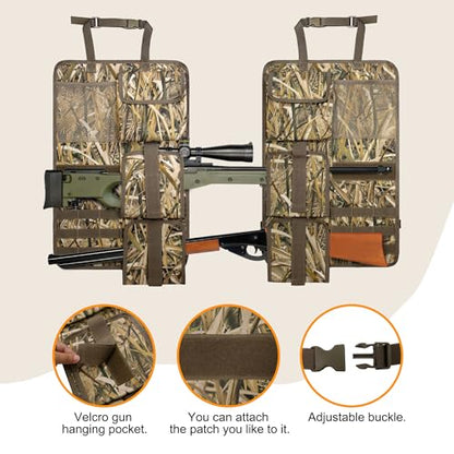 MYDAYS 2 Pack Tactical Seat Back Gun Rack, Camo Front Seat Organizer with MOLLE Panel Vehicle Gun Holder, Hunting Rifle/Shotgun (Camo1) - color: Camo1