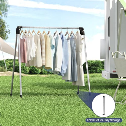 APEXCHASER Clothes Drying Rack, Stainless Steel Drying Rack Clothing with Height-Adjustable, Foldable Gullwings Laundry Drying Rack, Indoor Outdoor Use, No Assembly, White - size: 55 inch New