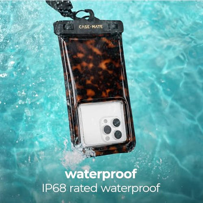 Case-Mate IP68 Waterproof Phone Pouch - Beach Cruise Travel Essentials - Large Floating Phone Case w/Crossbody Lanyard for iPhone 17 Pro Max/16 Pro/15/14/13/S26 - Touchscreen Friendly - Tortoiseshell - color: Tortoiseshell