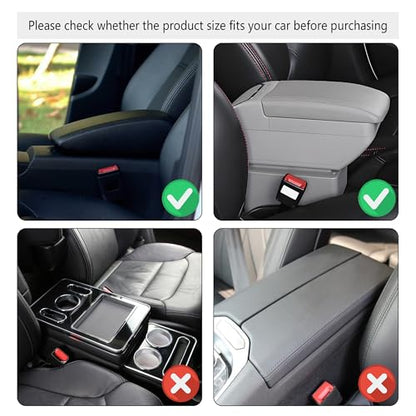 Stacool Upgraded Car Center Console Cover,Microfiber Leather Car Armrest Cover Cushion with 2 Storage Bags,Universal Car Armrest Storage Box (Black) - color: Black