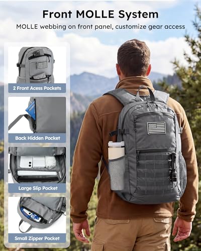 Small 20L Foldable Hiking Daypack for Men Women – Ultra Lightweight Tactical Packable Backpack for Travel, Camping Outdoor, Grey - color: Grey