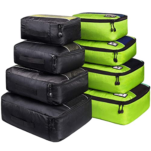 Packing Cubes Luggage Bags Organizer Durable Travel Accessories With Clothing Label - color: 8 set - Green/Black