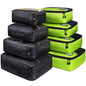 Packing Cubes Luggage Bags Organizer Durable Travel Accessories With Clothing Label - color: 8 set - Green/Black