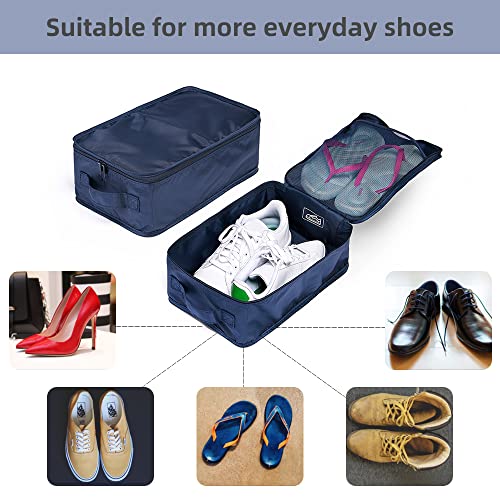 Travel Shoe Bags, Foldable Waterproof Shoe Pouches Organizer-Double Layer (6 Navy Shoe Bags) - color: Navy, size: 6 Packs