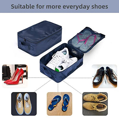 Travel Shoe Bags, Foldable Waterproof Shoe Pouches Organizer-Double Layer (8 Navy Shoe Bags) - color: Navy, size: 8 Packs